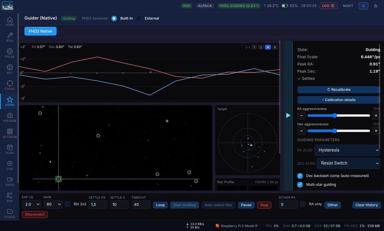 Native PHD2 guiding, with fallback to the real app