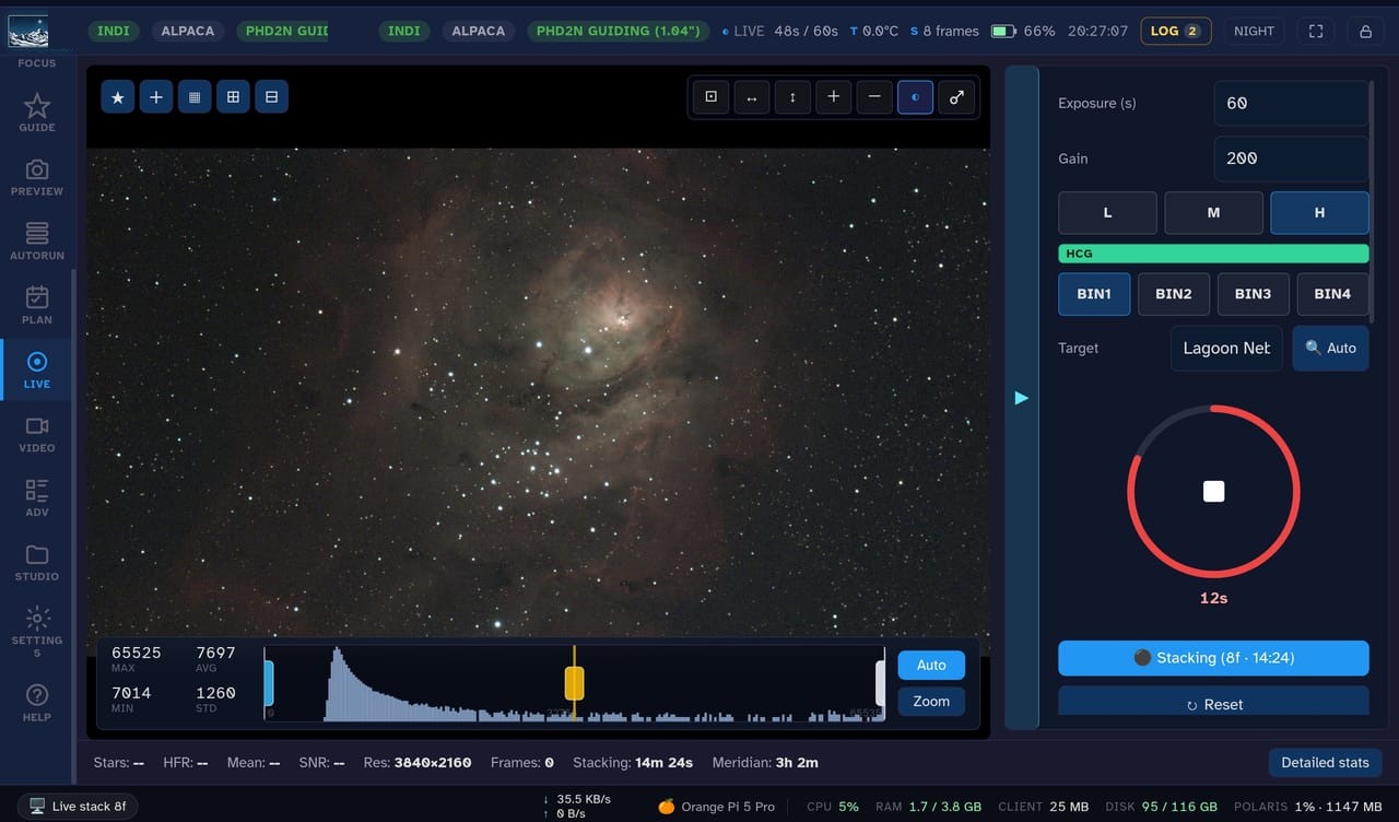 Complete live stacking panel